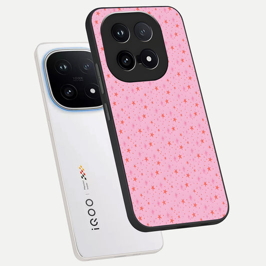 Cosmic Pink Sparkle phone case for iQOO 15 showing premium glass back cover with detailed artwork
