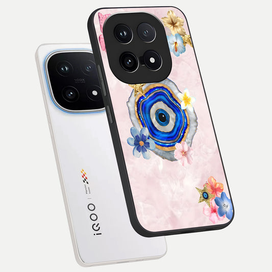 Divine Aura Bloom phone case for iQOO 15 showing premium glass back cover with detailed artwork