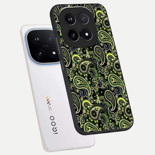 Green Lemon phone case for iQOO 15 showing premium glass back cover with detailed artwork