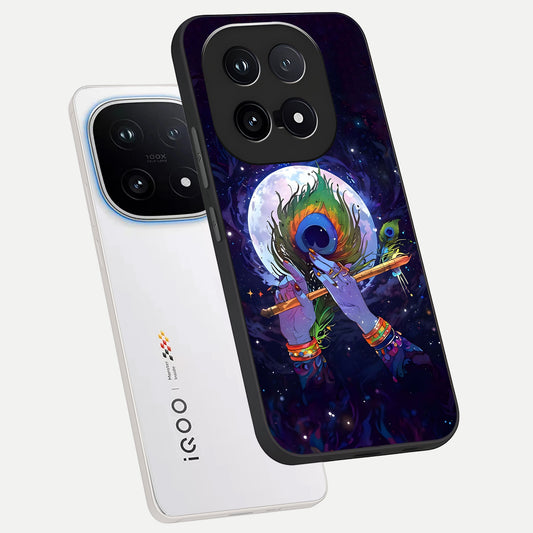 Krishna Hands Art phone case for iQOO 15 showing premium glass back cover with detailed artwork