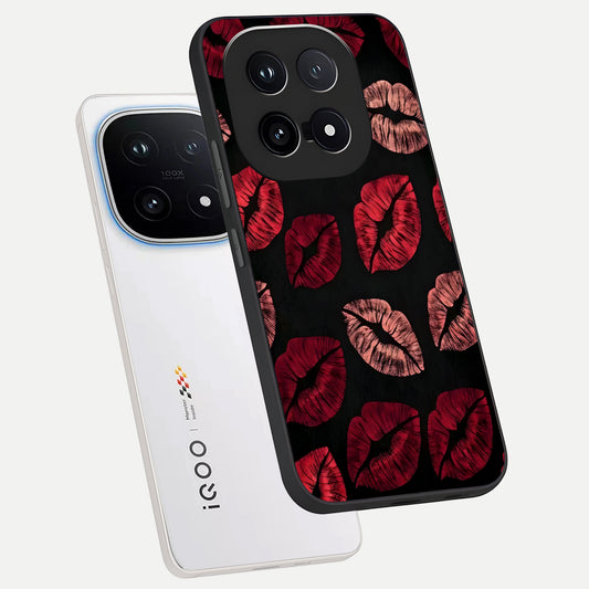 Midnight Kiss Love phone case for iQOO 15 showing premium glass back cover with detailed artwork
