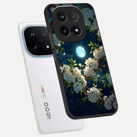 Moonlit Blossom Dream phone case for iQOO 15 showing premium glass back cover with detailed artwork