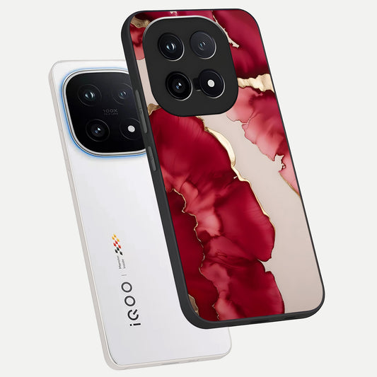 Pink And White Marble phone case for iQOO 15 showing premium glass back cover with detailed artwork