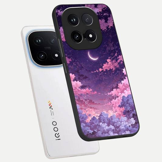 Sky Drift Clouds phone case for iQOO 15 showing premium glass back cover with detailed artwork