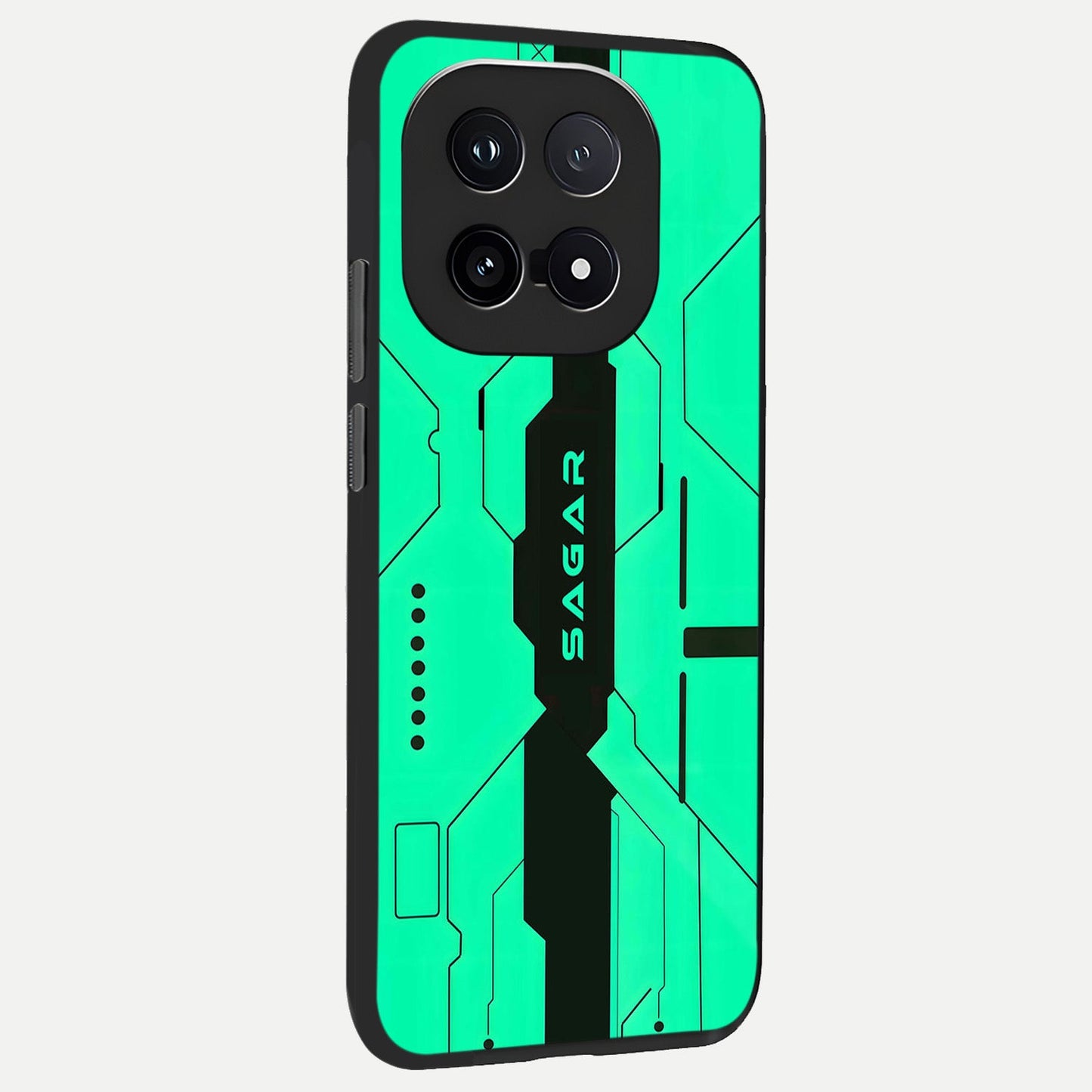 Aqua Tech CYBERPUNK Custom Name back cover for iQOO 15 slim fit glass case with vibrant aesthetic design