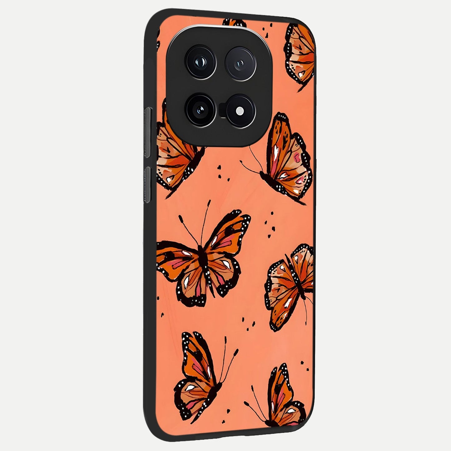 Coral Wing Butterfly back cover for iQOO 15 slim fit glass case with vibrant aesthetic design