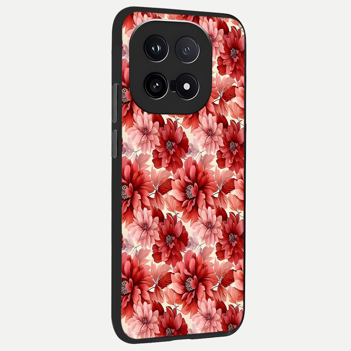Crimson Love Petals back cover for iQOO 15 slim fit glass case with vibrant aesthetic design