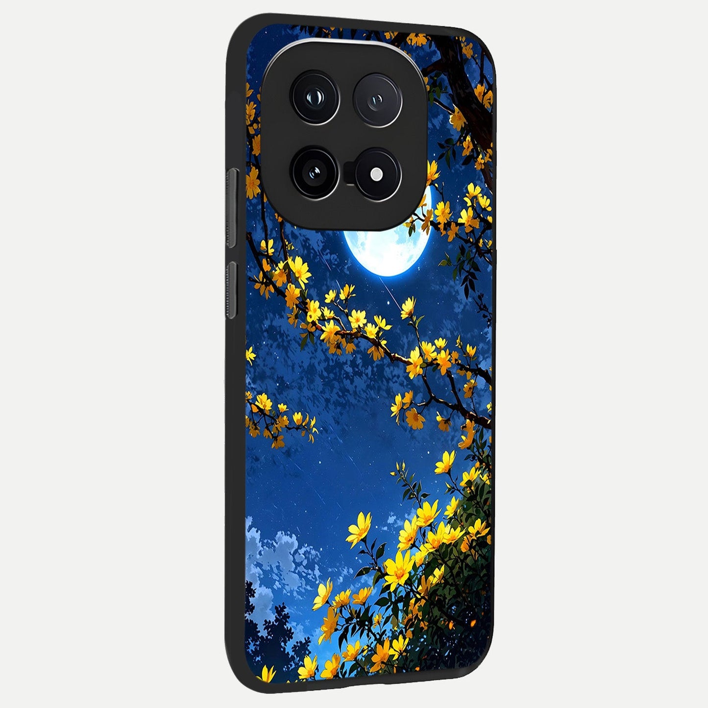 Golden Night Glow back cover for iQOO 15 slim fit glass case with vibrant aesthetic design