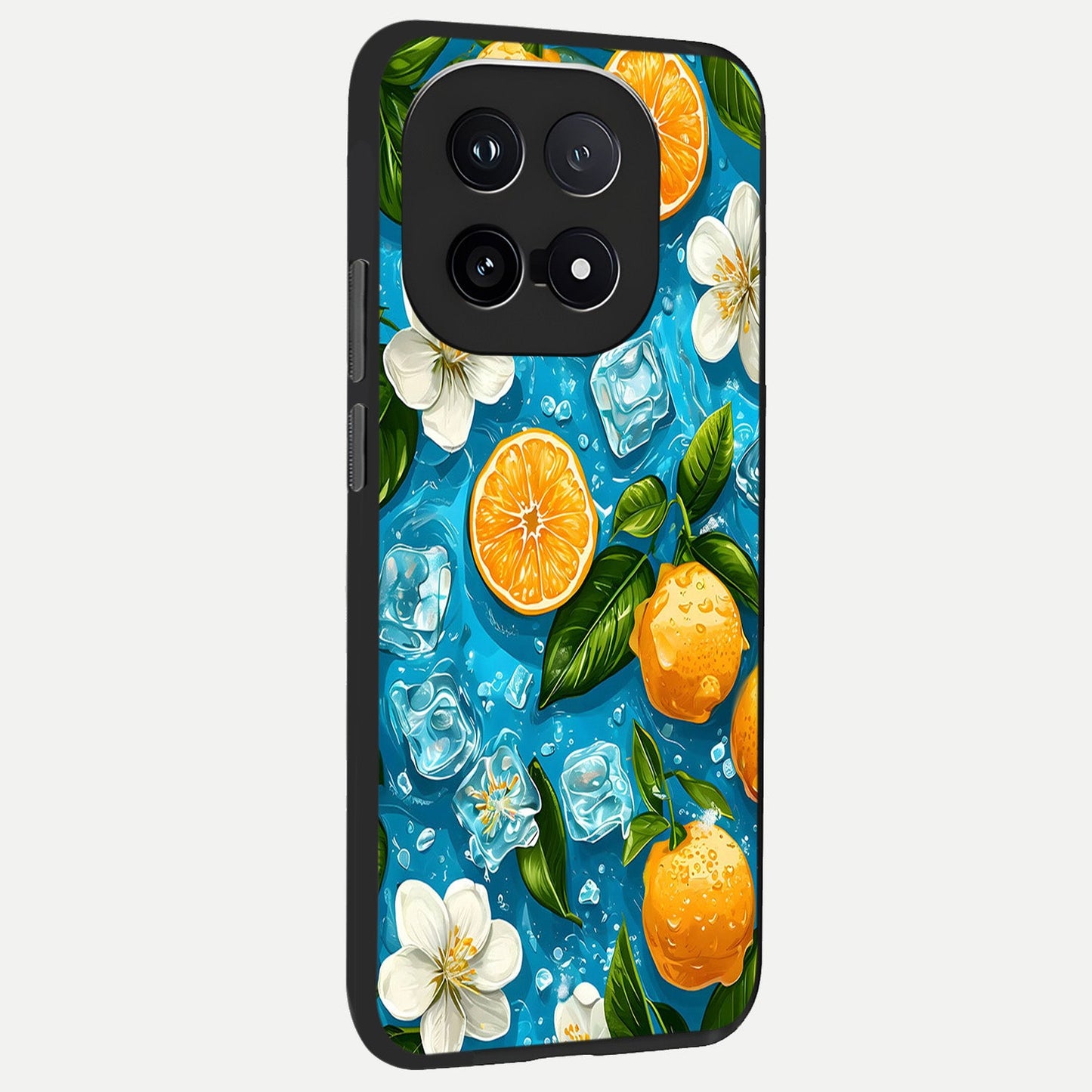 Ice Cube With Orange back cover for iQOO 15 slim fit glass case with vibrant aesthetic design