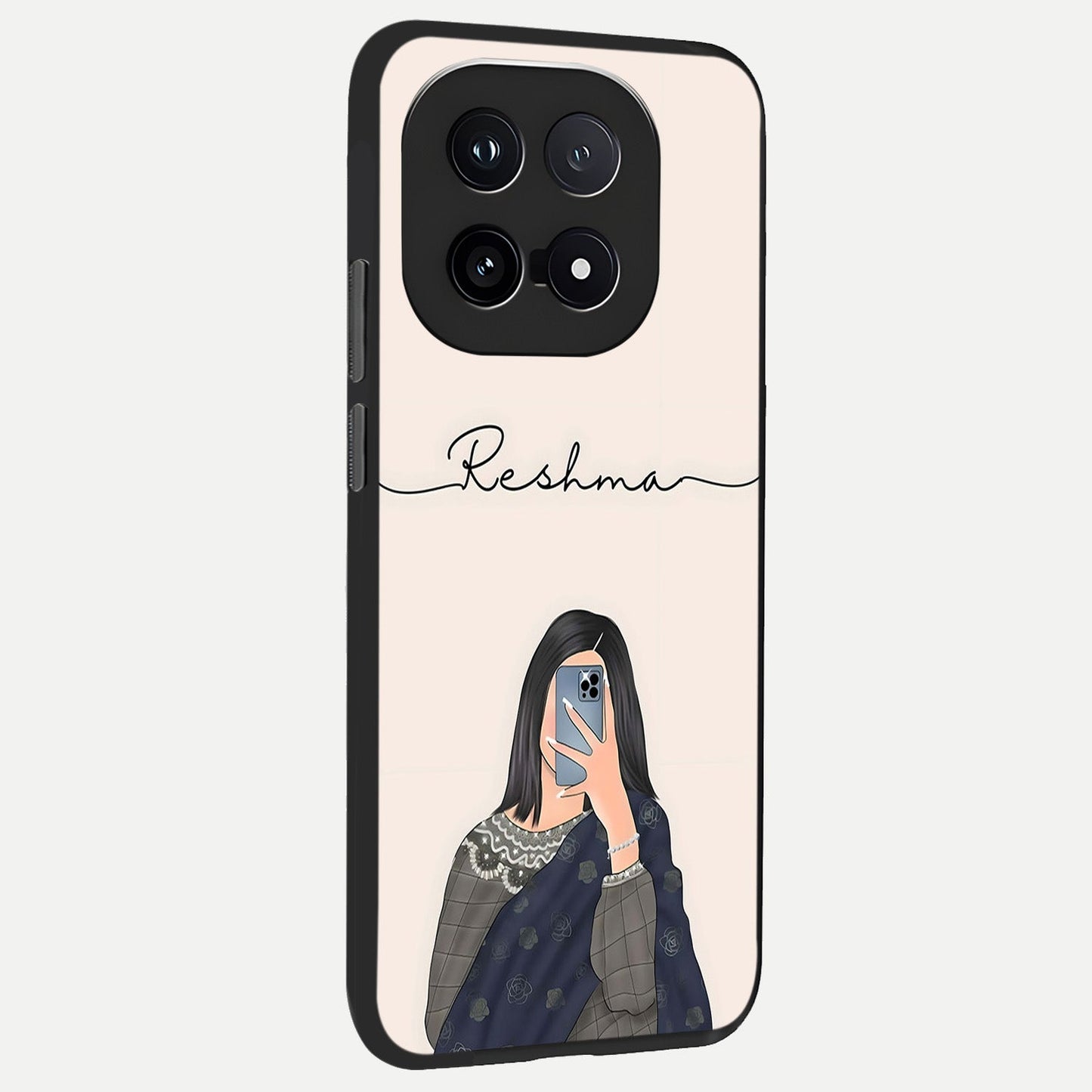 Mirror Mood Muse With Custom Name back cover for iQOO 15 slim fit glass case with vibrant aesthetic design