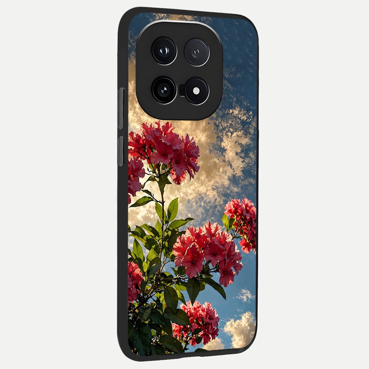 Red Bloom Skies back cover for iQOO 15 slim fit glass case with vibrant aesthetic design