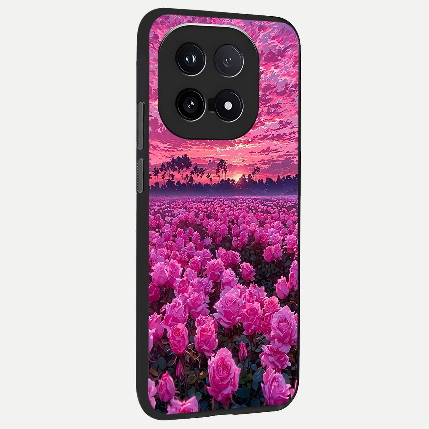 Rose Sunset Valley back cover for iQOO 15 slim fit glass case with vibrant aesthetic design