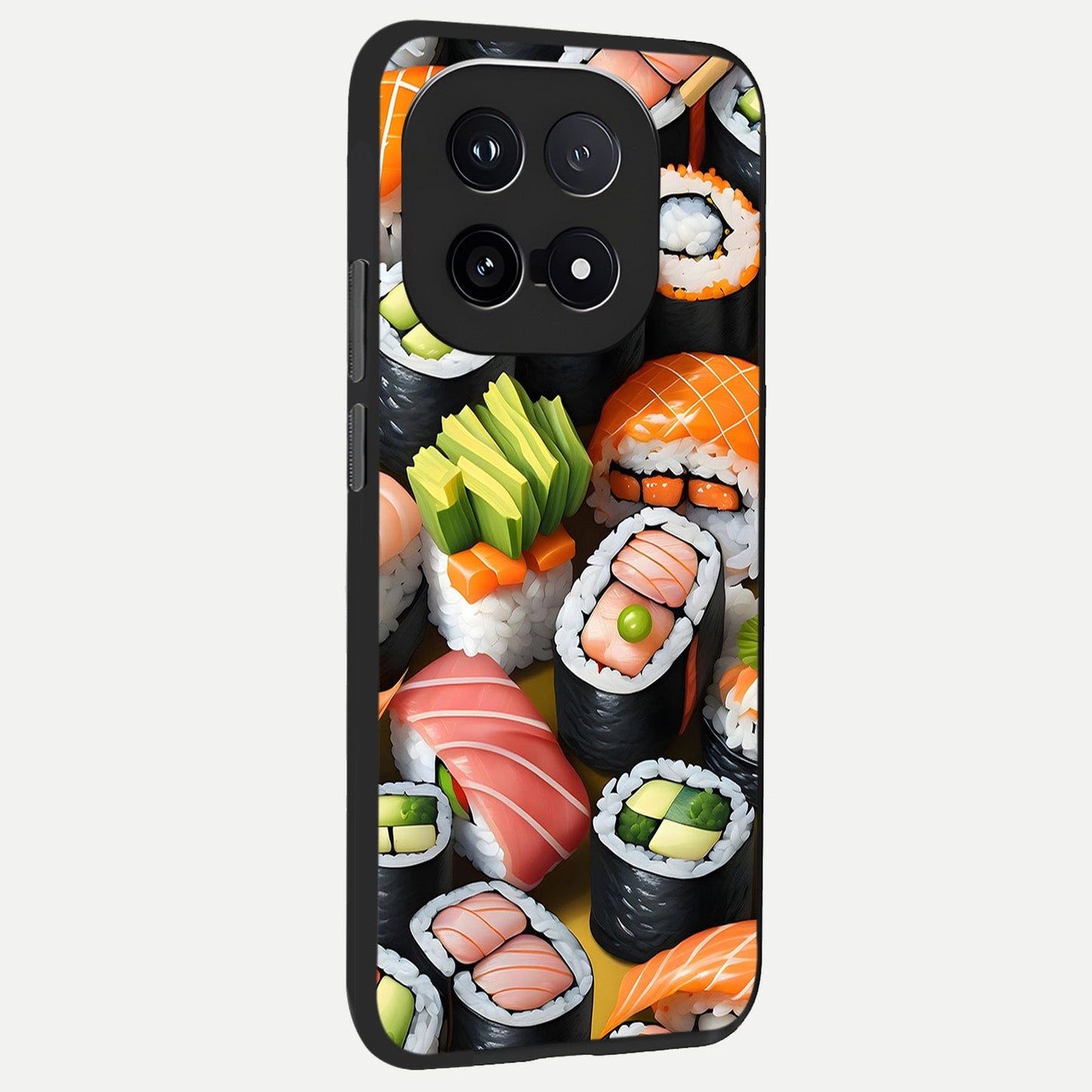 Sushi Food Pattern back cover for iQOO 15 slim fit glass case with vibrant aesthetic design