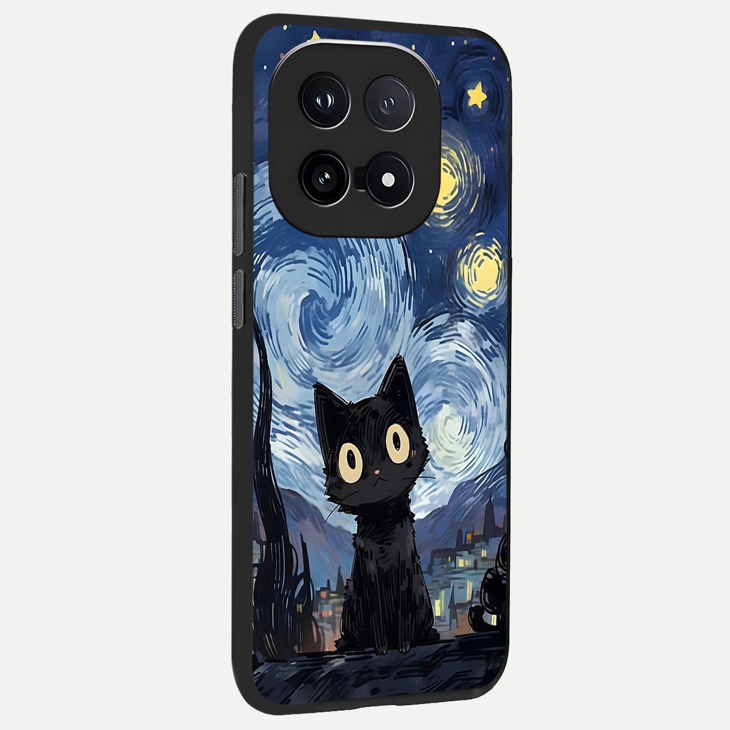 Van Gogh Cat back cover for iQOO 15 slim fit glass case with vibrant aesthetic design