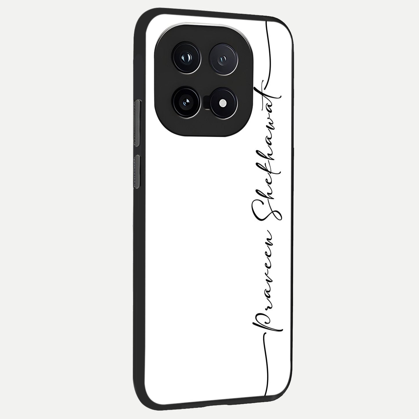 White Tune Custom Name back cover for iQOO 15 slim fit personalized glass case with aesthetic design