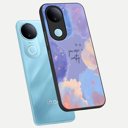 Celestial Cloud Magic phone case for iQOO Z10R showing premium glass back cover with detailed artwork