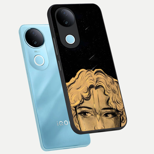 Celestial Gods Plan phone case for iQOO Z10R showing premium glass back cover with detailed artwork