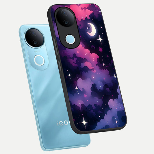 Celestial Moon Magic phone case for iQOO Z10R showing premium glass back cover with detailed artwork