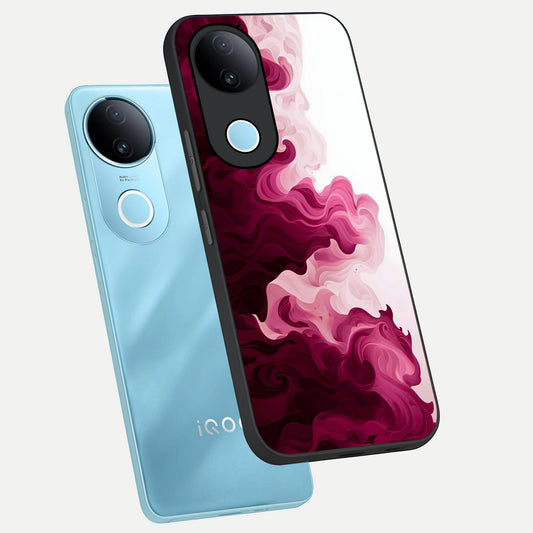 Crimson Wave Flow phone case for iQOO Z10R showing premium glass back cover with detailed artwork