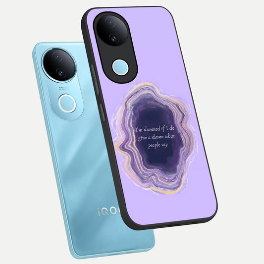 Damned People Quote phone case for iQOO Z10R showing premium glass back cover with detailed artwork