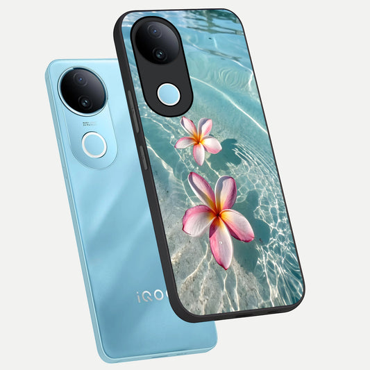 Floating Bloom Bliss phone case for iQOO Z10R showing premium glass back cover with detailed artwork