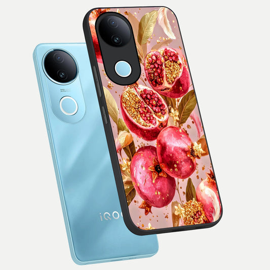 Golden Bloom Glow phone case for iQOO Z10R showing premium glass back cover with detailed artwork