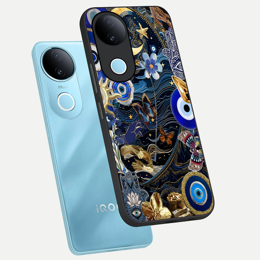 Golden Moon Magic phone case for iQOO Z10R showing premium glass back cover with detailed artwork