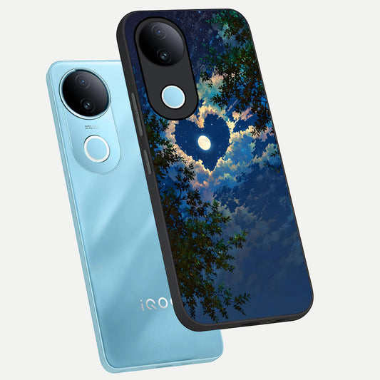 Heart With Moon Sky phone case for iQOO Z10R showing premium glass back cover with detailed artwork