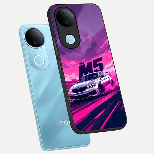 MS Neon Car phone case for iQOO Z10R showing premium glass back cover with detailed artwork