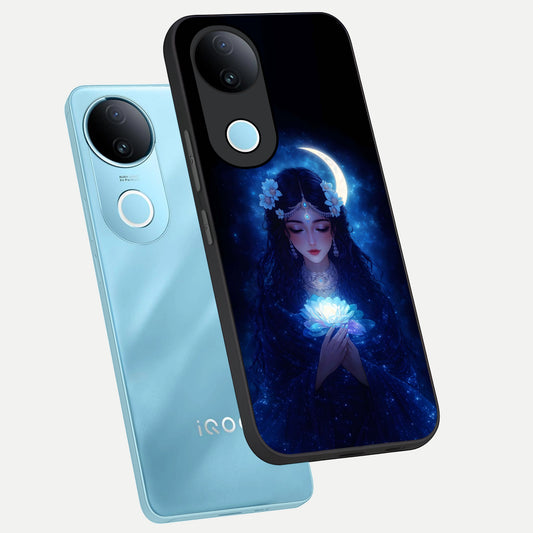 Mystic Moon Queen phone case for iQOO Z10R showing premium glass back cover with detailed artwork