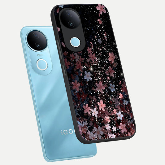 Starlit Flower Dreams phone case for iQOO Z10R showing premium glass back cover with detailed artwork
