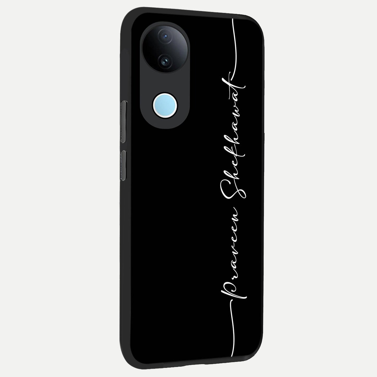 Black Tune Custom Name back cover for iQOO Z10R slim fit glass case with vibrant aesthetic design