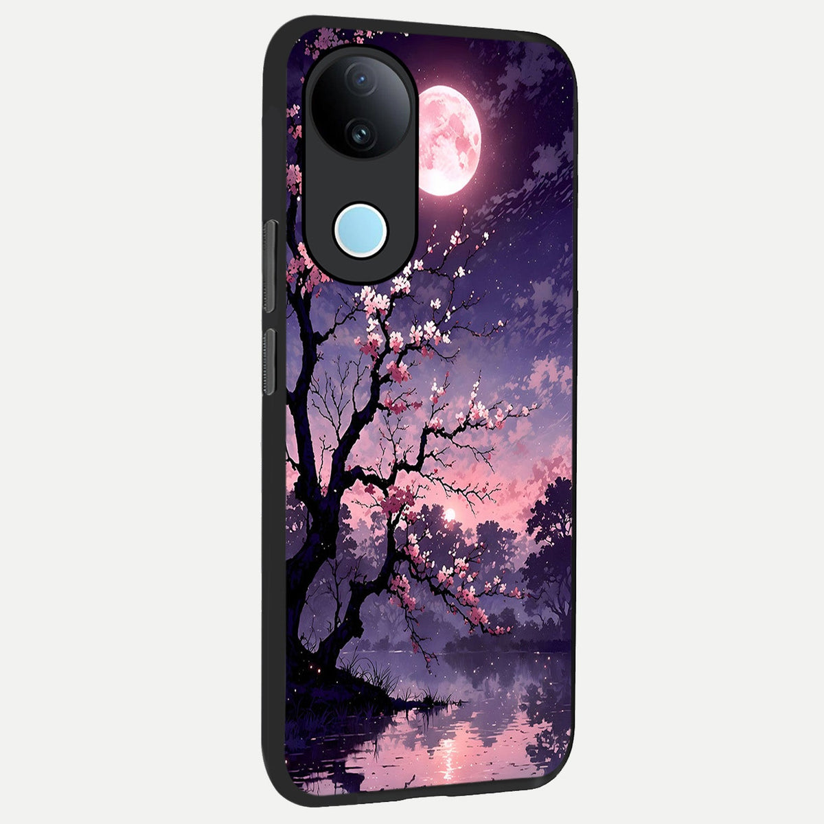 Blossom Pink Moon back cover For iQOO Z10R 5G slim fit glass case with vibrant aesthetic design