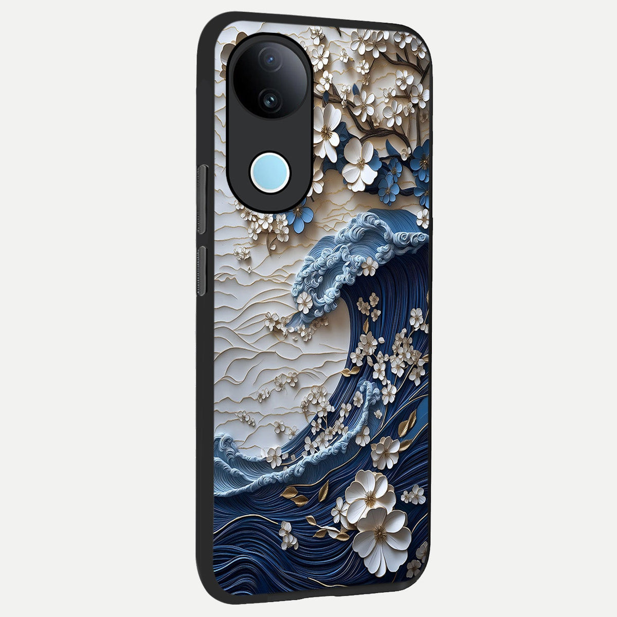 Blossom Wave Art back cover For iQOO Z10R 5G slim fit glass case with vibrant aesthetic design