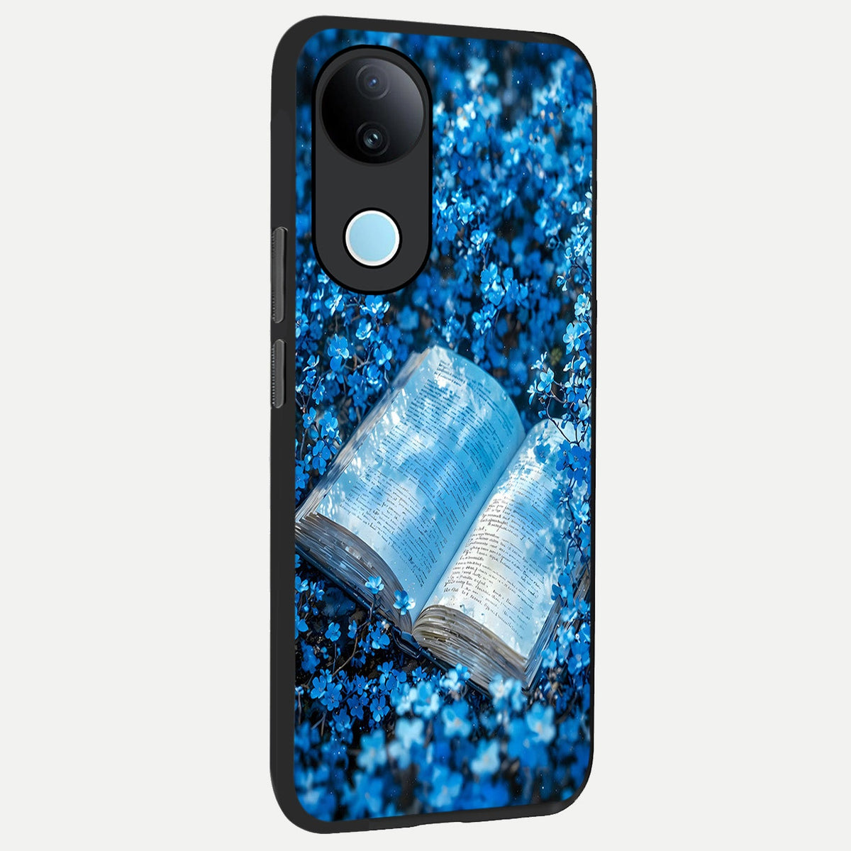 Blue Bloom Tales back cover For iQOO Z10R 5G slim fit glass case with vibrant aesthetic design