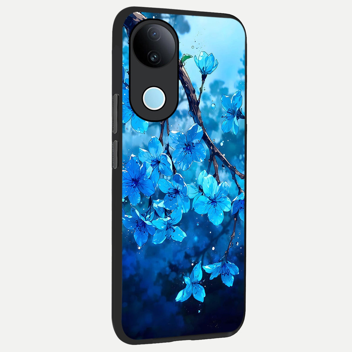 Blue Blossoms Branch back cover For iQOO Z10R 5G slim fit glass case with vibrant aesthetic design