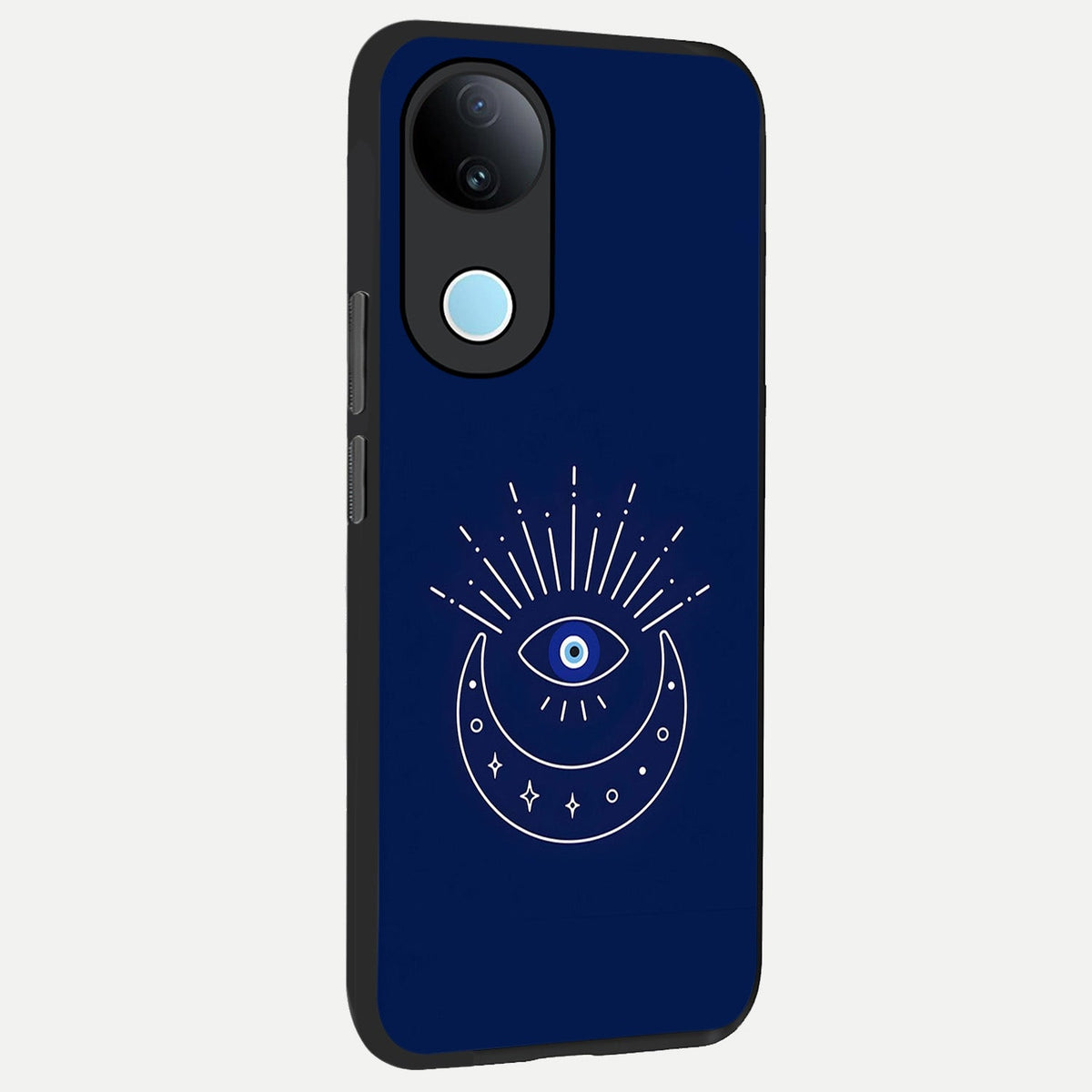 Blue Evil Eye back cover For iQOO Z10R 5G slim fit glass case with vibrant aesthetic design