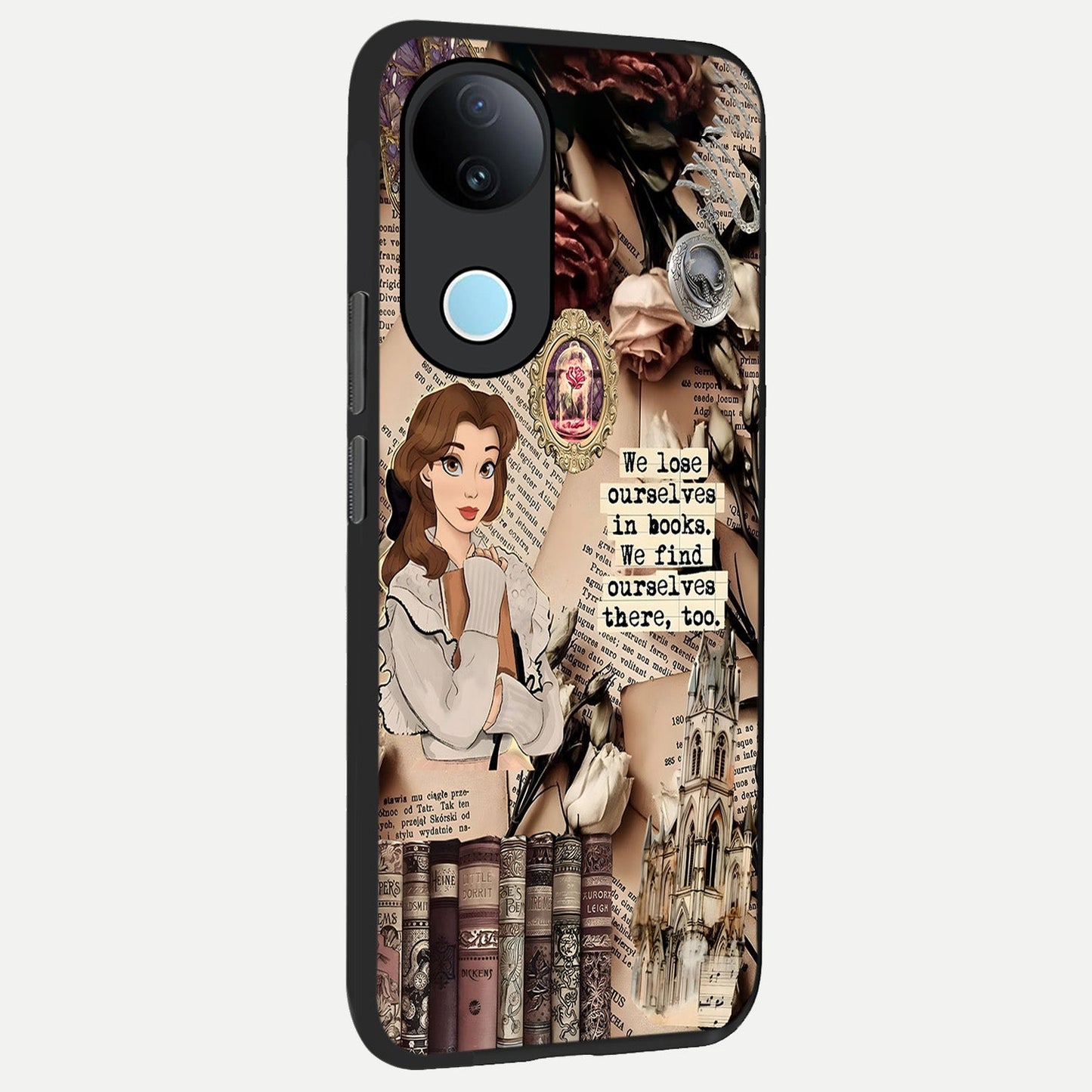 Bookish Dream World back cover for iQOO Z10R slim fit glass case with vibrant aesthetic design