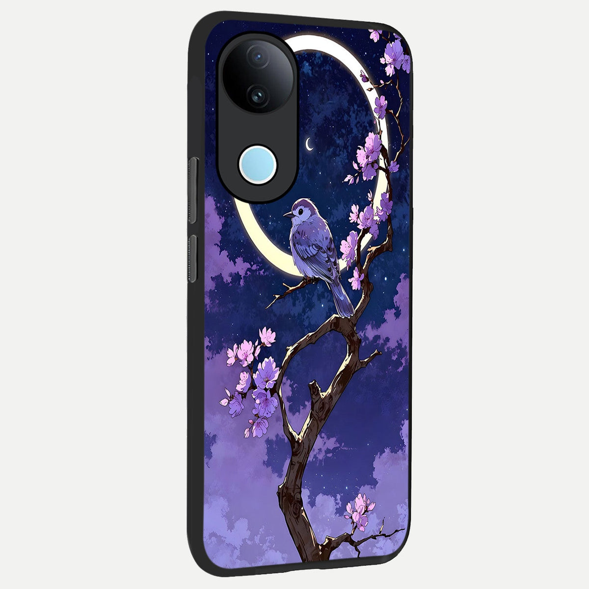 Celestial Bird Blossom back cover For iQOO Z10R 5G slim fit glass case with vibrant aesthetic design