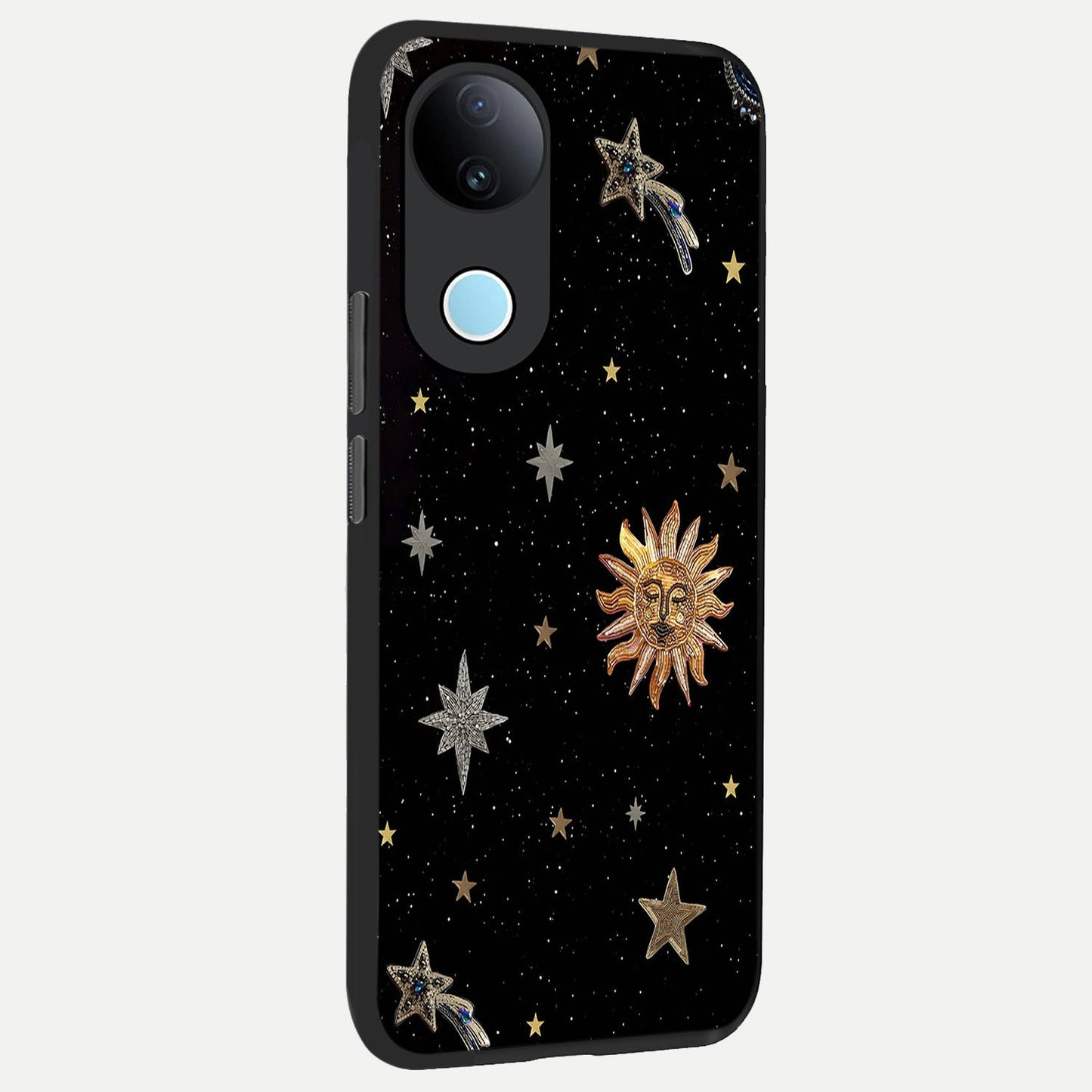 Celestial Moon With Stars back cover for iQOO Z10R slim fit glass case with vibrant aesthetic design