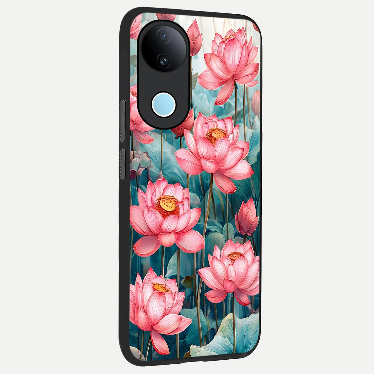 Celestial Pink Lotus back cover For iQOO Z10R 5G slim fit glass case with vibrant aesthetic design