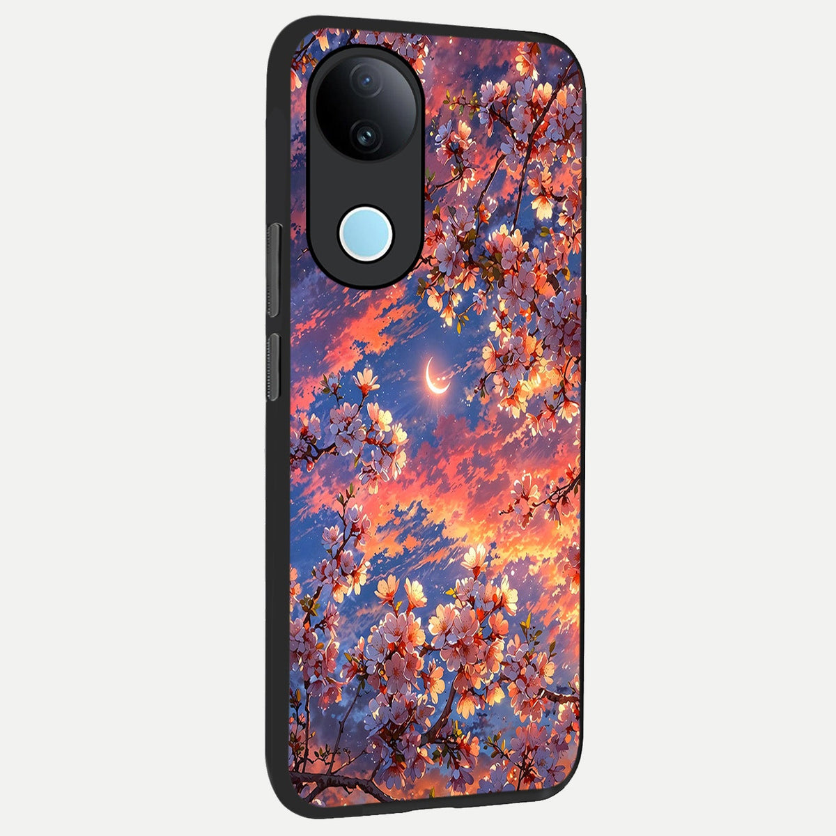Celestial Sakura Sunset back cover For iQOO Z10R 5G slim fit glass case with vibrant aesthetic design