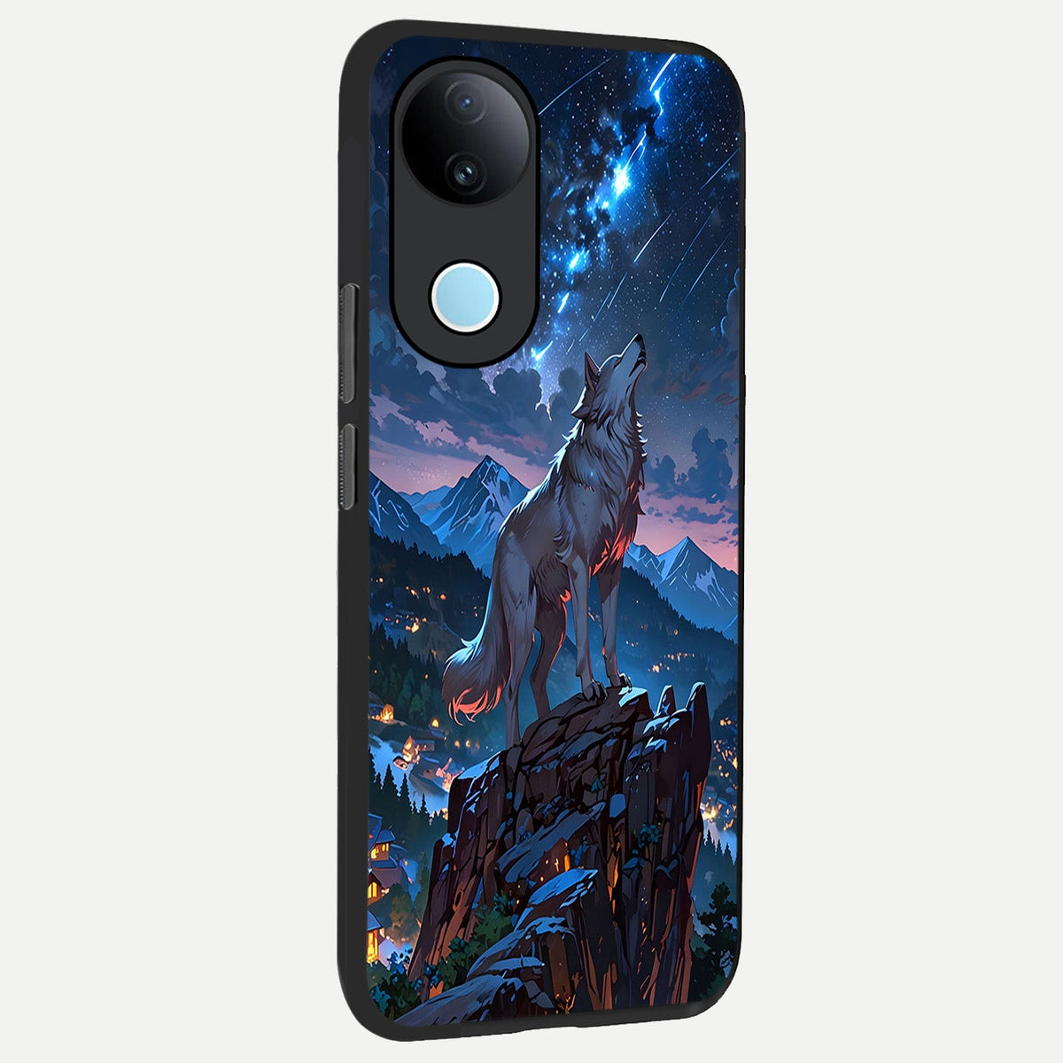 Celestial Wolf Howl back cover For iQOO Z10R 5G slim fit glass case with vibrant aesthetic design