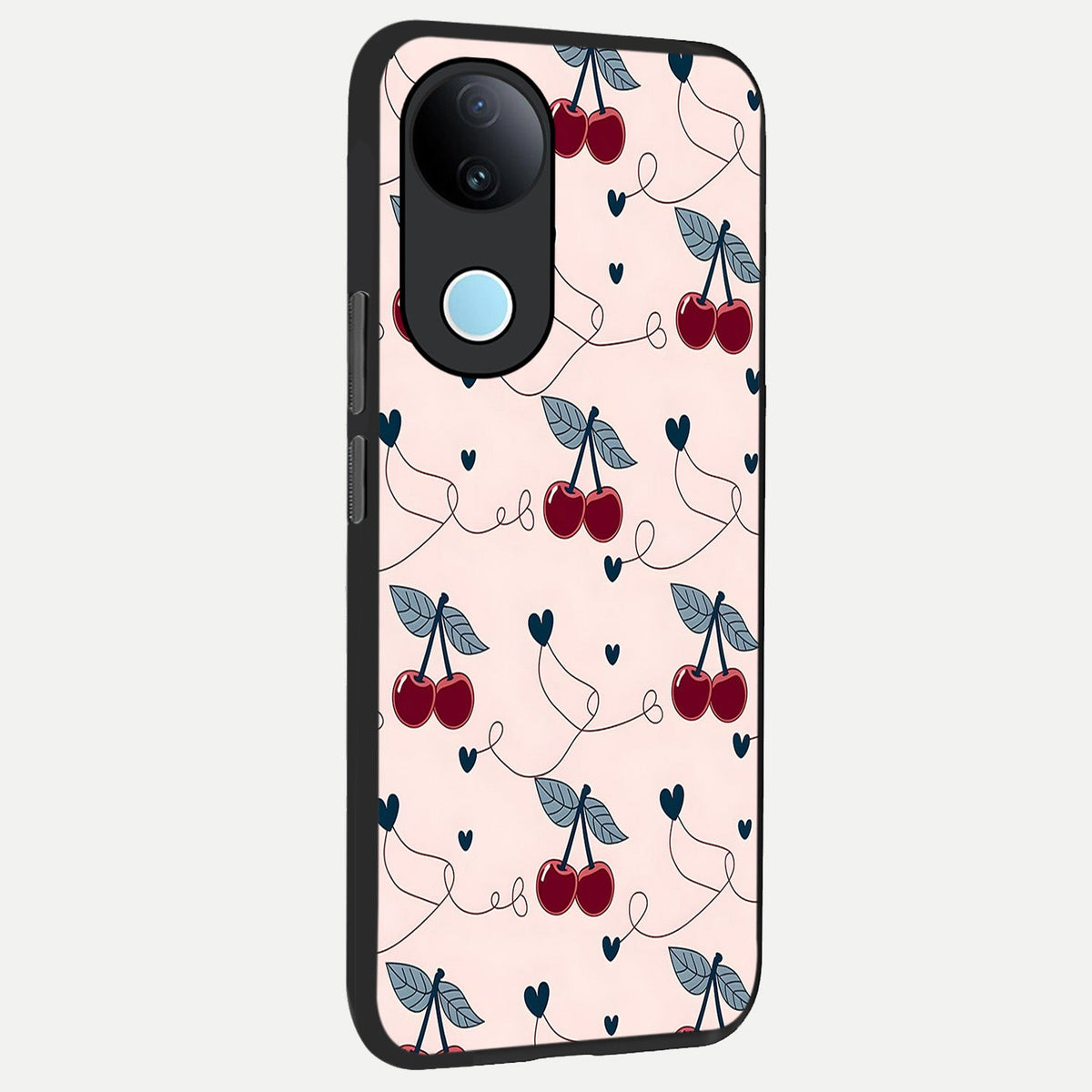 Cherry Heart Line back cover For iQOO Z10R 5G slim fit glass case with vibrant aesthetic design
