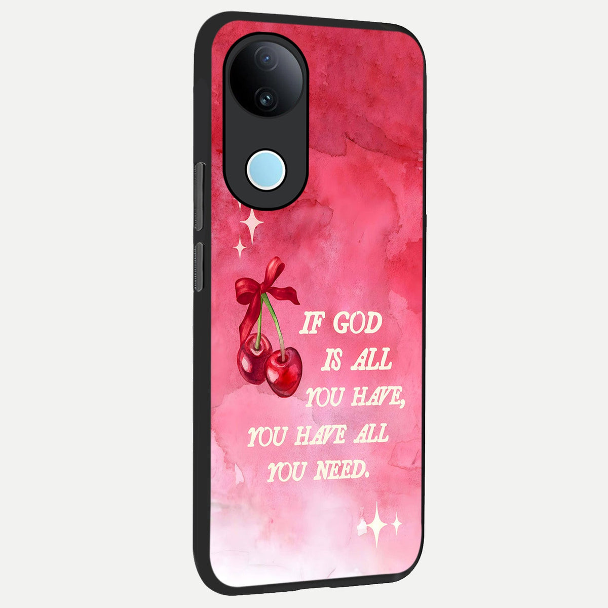 Cherry Quote back cover For iQOO Z10R 5G slim fit glass case with vibrant aesthetic design