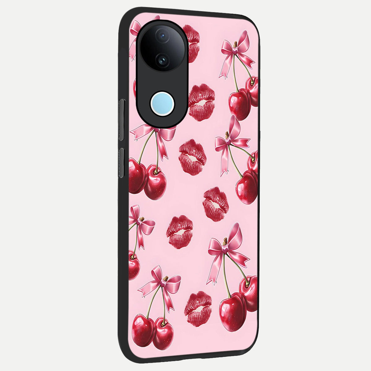 Cherry With Lips back cover For iQOO Z10R 5G slim fit glass case with vibrant aesthetic design