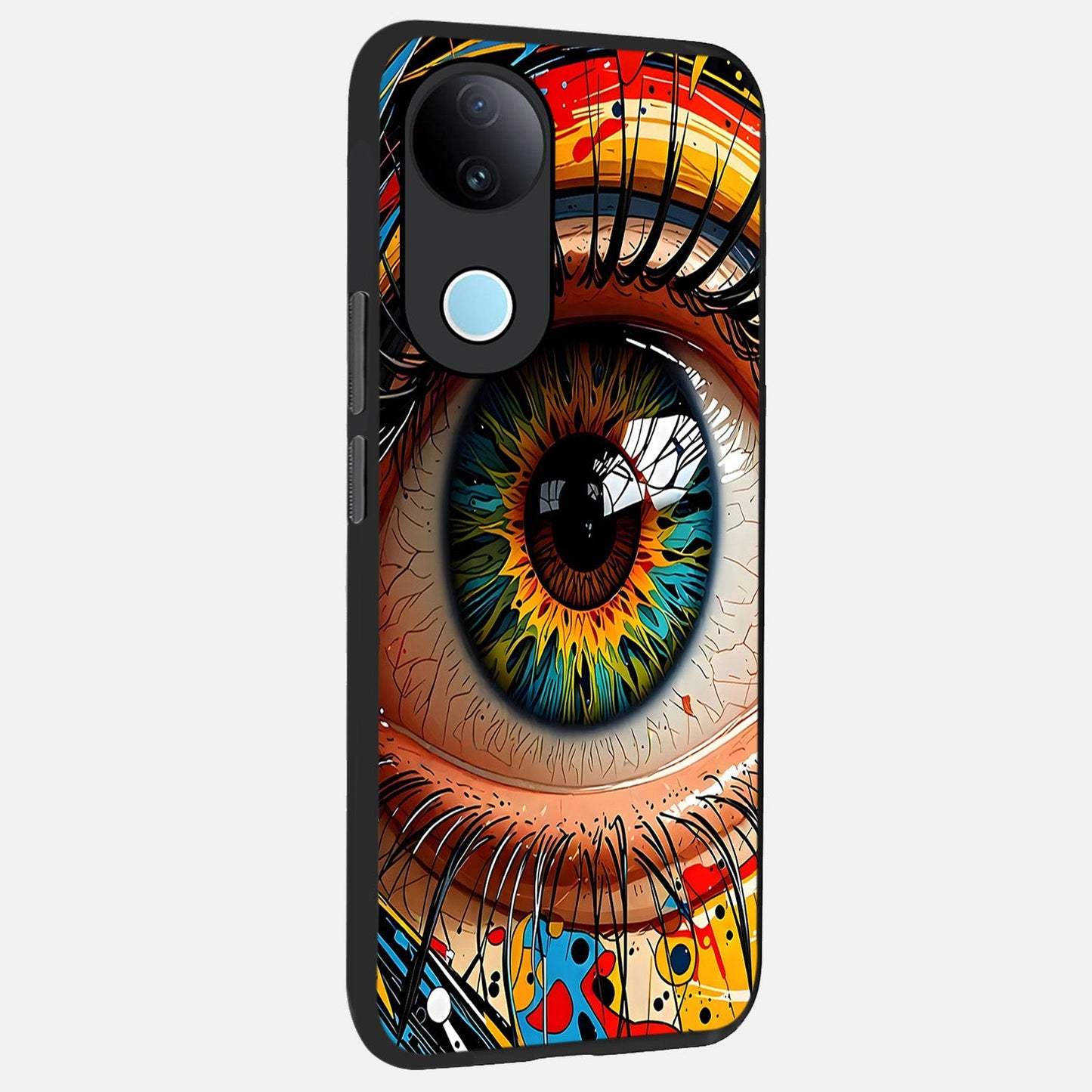 Colorful Eye back cover for iQOO Z10R slim fit glass case with vibrant aesthetic design
