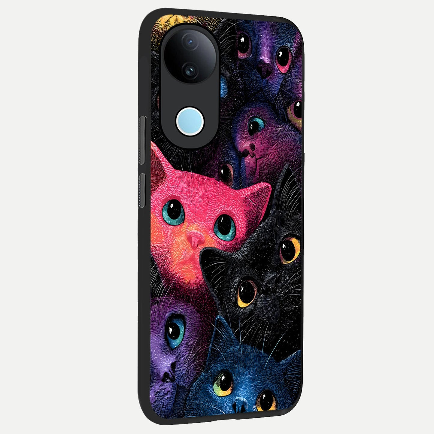 Cosmic Cats Dreams back cover for iQOO Z10R slim fit glass case with vibrant aesthetic design