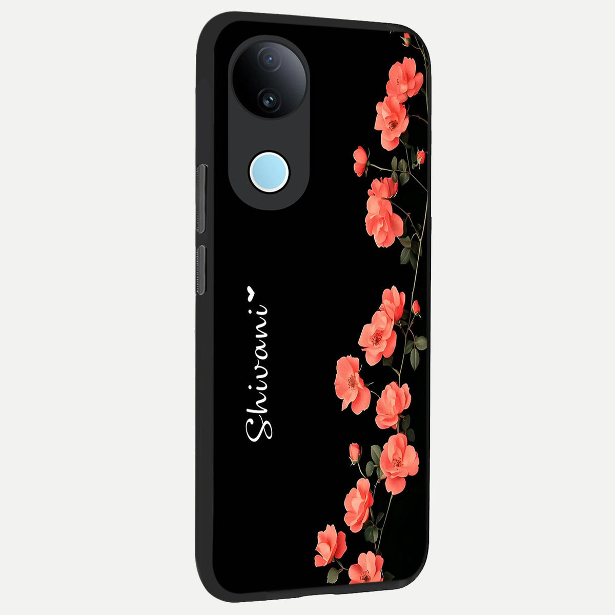 Crimson Bloom Grace Custom Name back cover For iQOO Z10R 5G slim fit glass case with vibrant aesthetic design