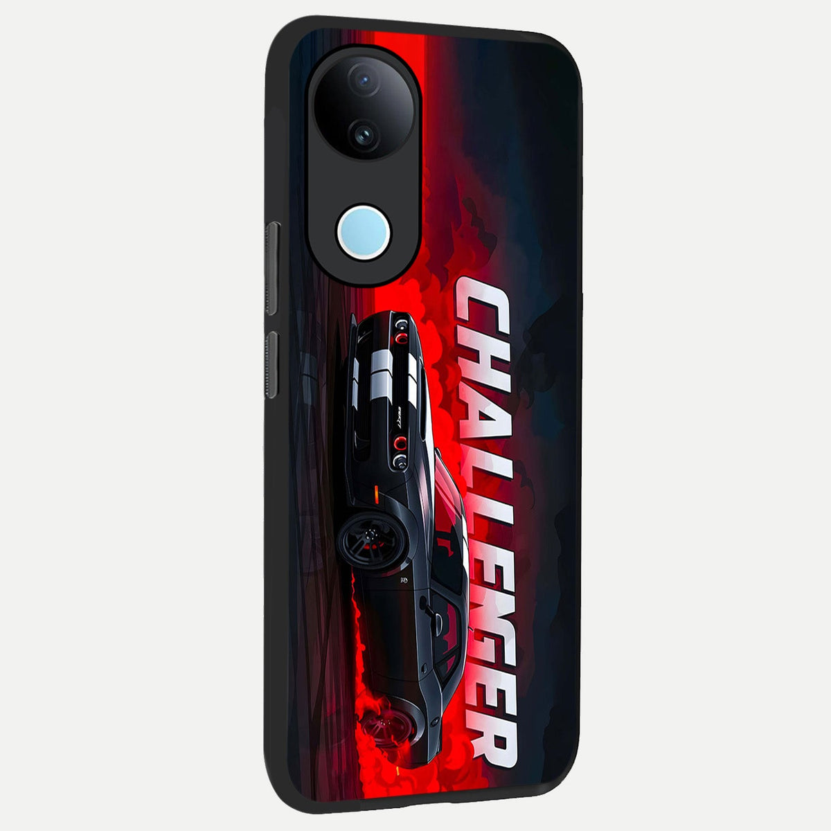 Crimson Challenger Fury back cover For iQOO Z10R 5G slim fit glass case with vibrant aesthetic design